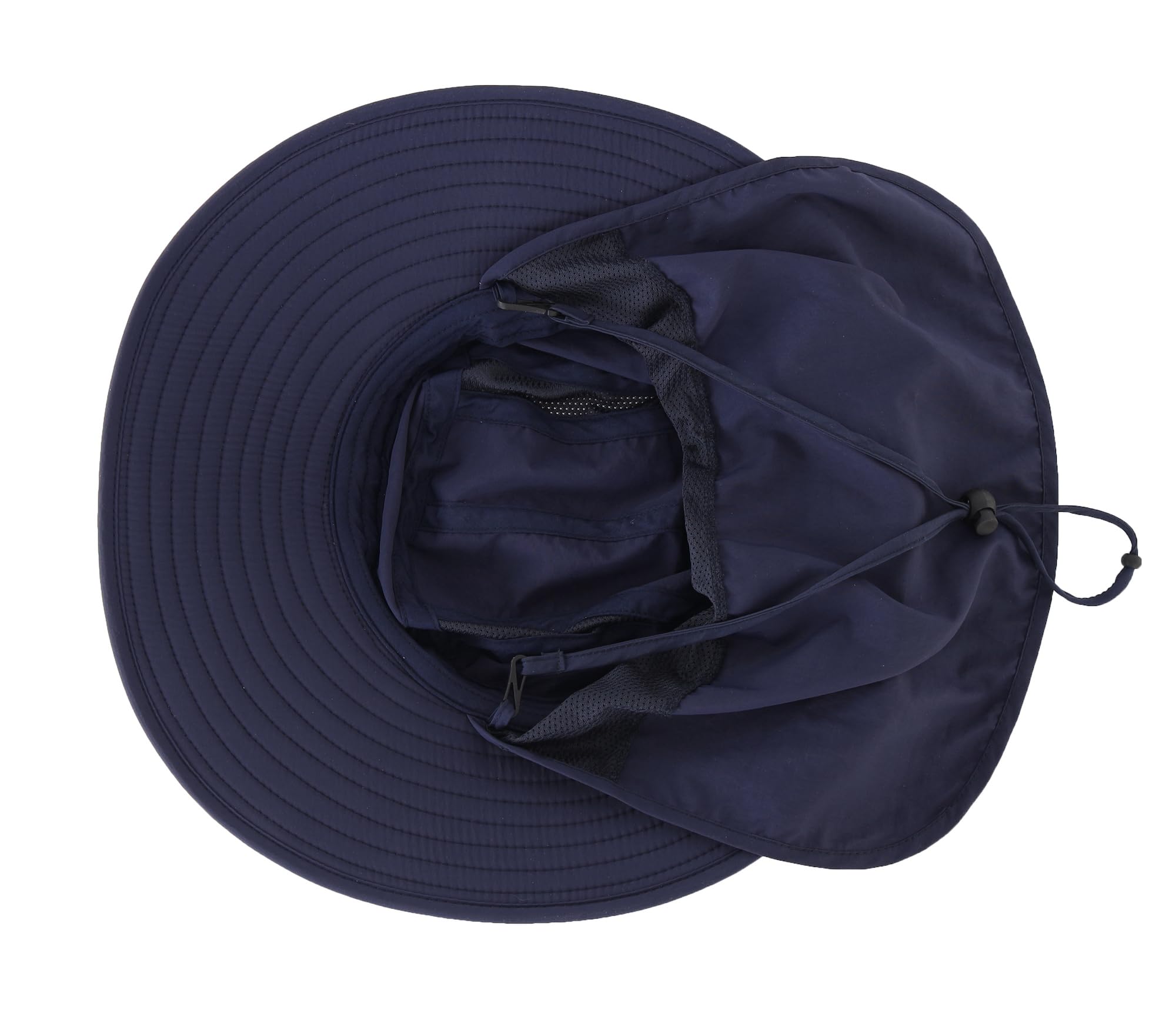 Home Prefer Mens UPF 50+ Sun Protection Hat Wide Brim Fishing Hat with Neck Flap (Navy Blue)