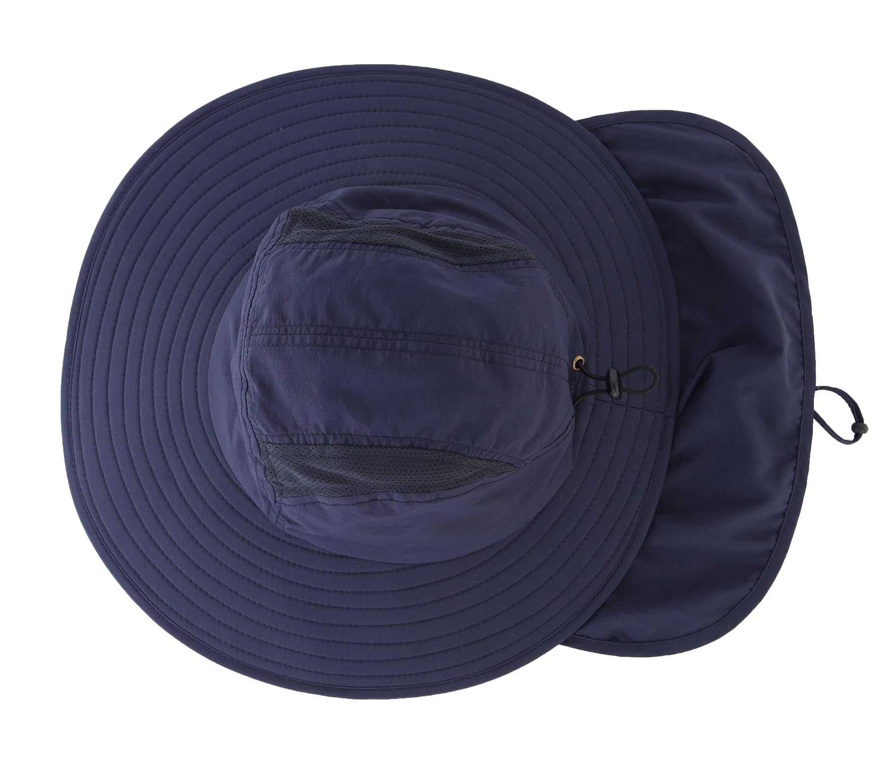 Home Prefer Mens UPF 50+ Sun Protection Hat Wide Brim Fishing Hat with Neck Flap (Navy Blue)