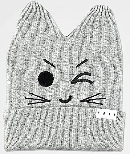 Neff Womens Kitty Cat Beanie, Grey Heather One Size