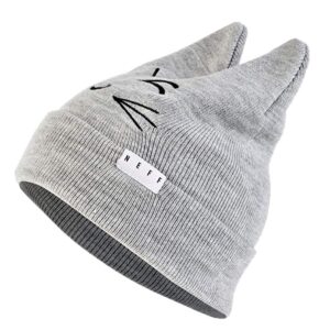 Neff Womens Kitty Cat Beanie, Grey Heather One Size