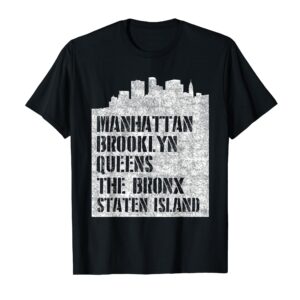 New York TShirt The 5 Boroughs Manhattan Brooklyn