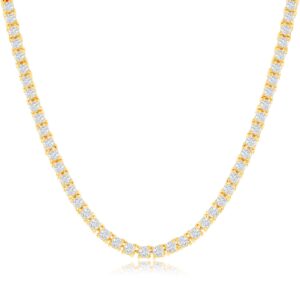 nyc sterling gold plated women's magnificent 3mm round cubic zirconia tennis necklace (yellow, 16)