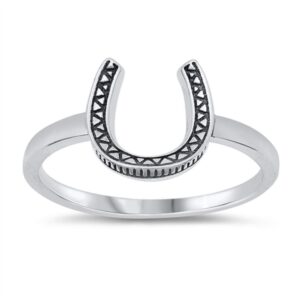 closeoutwarehouse 925 sterling silver oxidized decorated horseshoe ring size 6