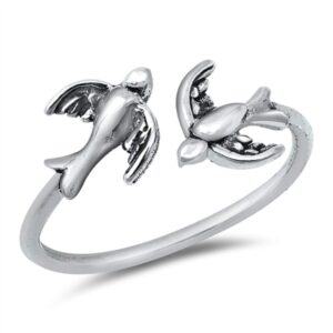 closeoutwarehouse 925 sterling silver oxidized twin sparrows adjustable ring size 8