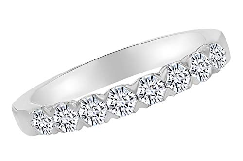 AFFY 1/2 Carat Round Shape White Natural Diamond Engagement Wedding Band Ring In 14k Solid White Gold (0.5 Cttw) Ring Size-10.5