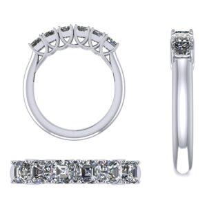 NANA Jewels Asscher Cut Simulated Diamond 6 Stone CZ Ring 1.00ctw Zirconia Wedding Band - Sterling Silver - Size 6