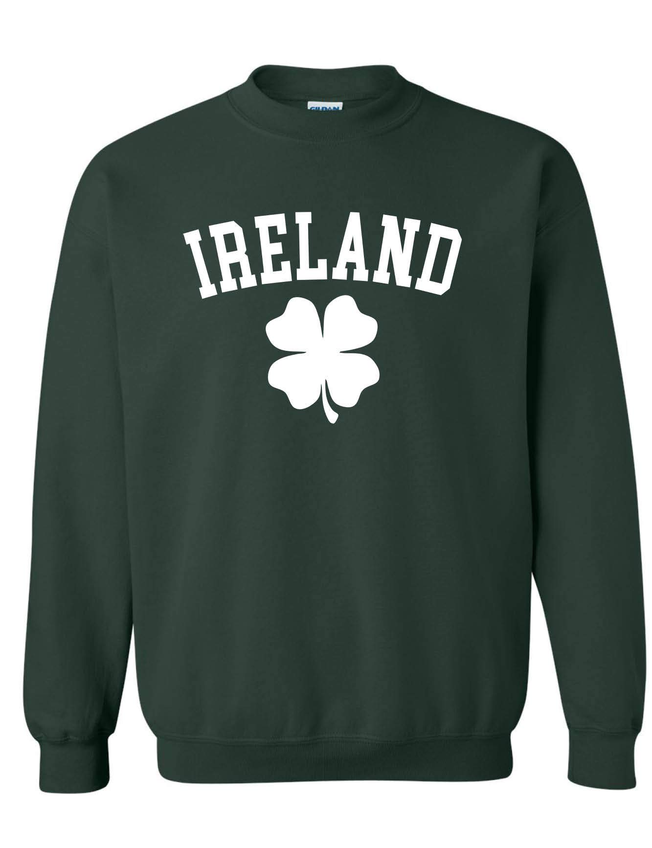 ALLNTRENDS Adult Sweatshirt Ireland 4 Leaf Clover Lucky St Patrick's Irish Top (L, Forest Green)