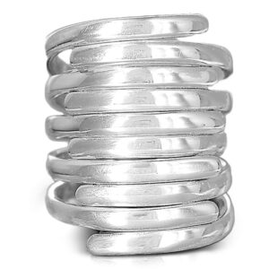 Boho-Magic 925 Sterling Silver Band Rings for Women Wide Wrap Statement Ring (8)