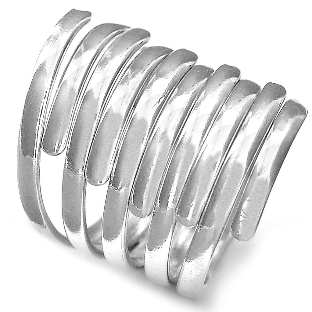 Boho-Magic 925 Sterling Silver Band Rings for Women Wide Wrap Statement Ring (8)