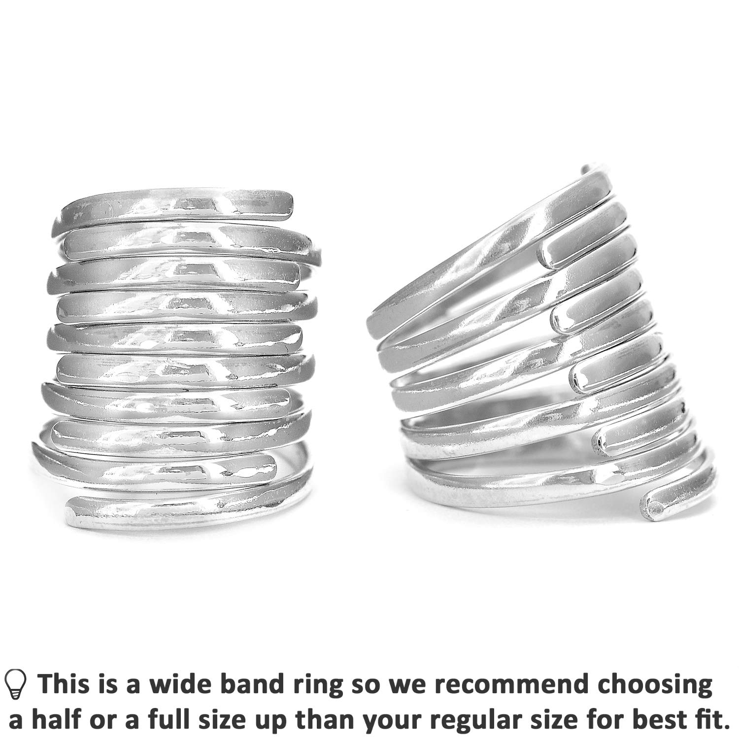 Boho-Magic 925 Sterling Silver Band Rings for Women Wide Wrap Statement Ring (8)