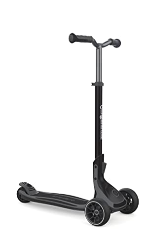 Globber Ultimum Scooter | 3-Wheel Kick Scooter for Adults & Kids 5+ | Foldable Kick Scooter with Safe, Non-Slip Deck & Premium Brakes (Grey)