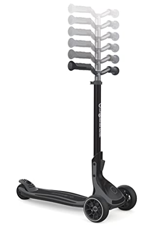 Globber Ultimum Scooter | 3-Wheel Kick Scooter for Adults & Kids 5+ | Foldable Kick Scooter with Safe, Non-Slip Deck & Premium Brakes (Grey)