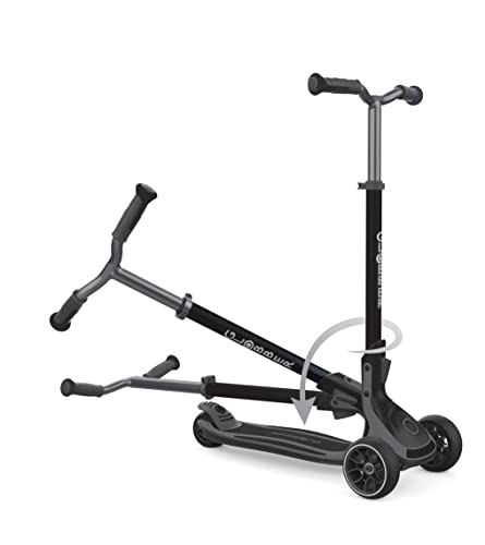 Globber Ultimum Scooter | 3-Wheel Kick Scooter for Adults & Kids 5+ | Foldable Kick Scooter with Safe, Non-Slip Deck & Premium Brakes (Grey)