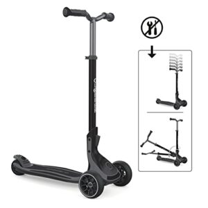 Globber Ultimum Scooter | 3-Wheel Kick Scooter for Adults & Kids 5+ | Foldable Kick Scooter with Safe, Non-Slip Deck & Premium Brakes (Grey)