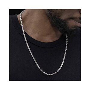 Verona Unisex Italian 925 Sterling Silver 4MM Diamond Cut Solid Rope Chain Necklace 26 Inch