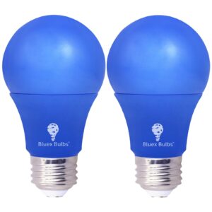 bluex bulbs led a19 light bulb, 9w (60w equivalent), blue, e26 base, 2-count package, 850 lumen, long lifespan, energy saving, non dimmable, indoor outdoor