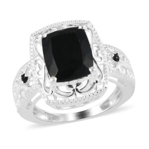 shop lc statement ring for women 925 sterling silver black tourmaline black spinel jewelry gifts for women size 8 ct 2.49 birthday gifts