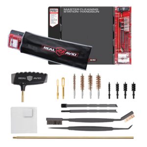 real avid handgun cleaning kit & gun mat for pistol cleaning - "19x16" includes gun cleaning mat, cleaning rod, jags, bore brushes, patches & scrapers for gun cleaning