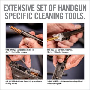 Real Avid Handgun Cleaning Kit & Gun Mat For Pistol Cleaning - "19x16" Includes Gun Cleaning Mat, Cleaning Rod, Jags, Bore Brushes, Patches & Scrapers for Gun Cleaning