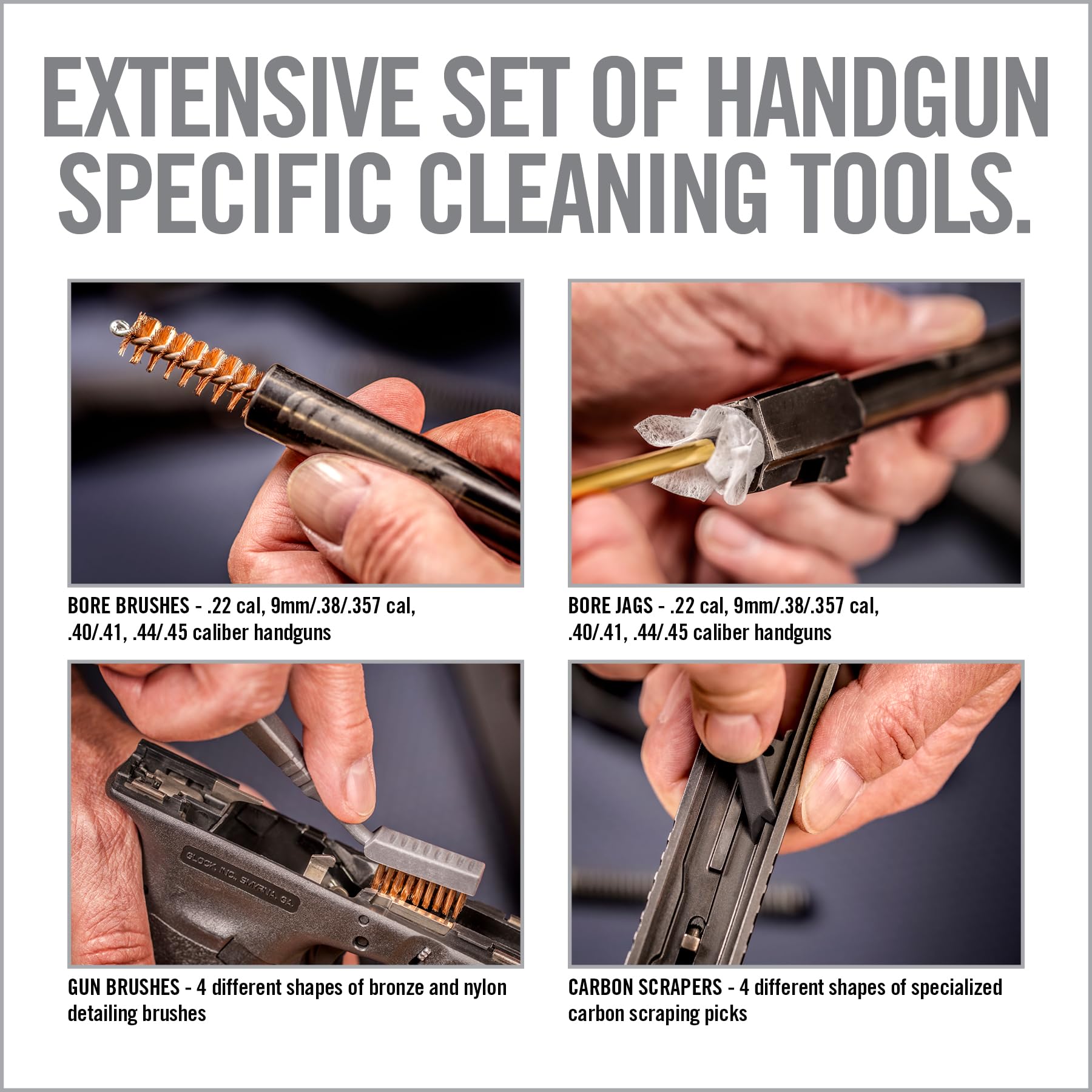 Real Avid Handgun Cleaning Kit & Gun Mat For Pistol Cleaning - "19x16" Includes Gun Cleaning Mat, Cleaning Rod, Jags, Bore Brushes, Patches & Scrapers for Gun Cleaning