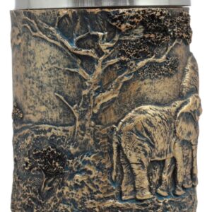 Ebros Animal Totem Spirit Safari Elephant And Calf Family Mug Textured With Rustic Textured Tree Bark Design In Painted Bronze Finish 12oz Drink Beer Stein Tankard Coffee Cup (Elephant Family)