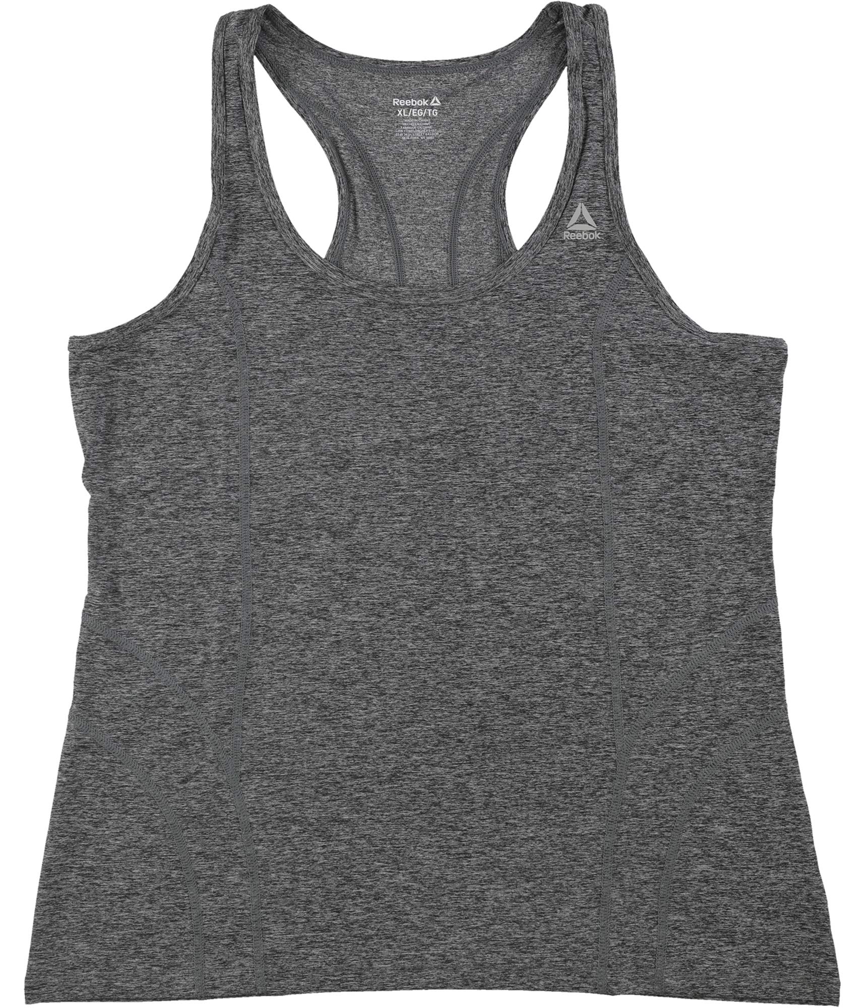 Reebok Womens Marled Jersey Racerback Tank Top, Black, Large