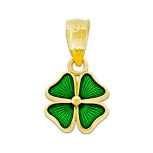 Gold Four Leaf Clover Charm - 10 Karat Solid Gold - Shamrock Pendant - Good Luck Charm Necklace - Irish Shamrock (Style 2)