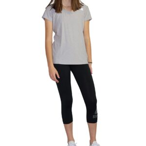 Reebok Womens Fitted Marled Basic T-Shirt, Grey, Large