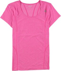 reebok womens fitted marled basic t-shirt, pink, large