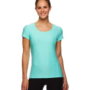 Reebok Womens Fitted Marled Basic T-Shirt, Green, Large