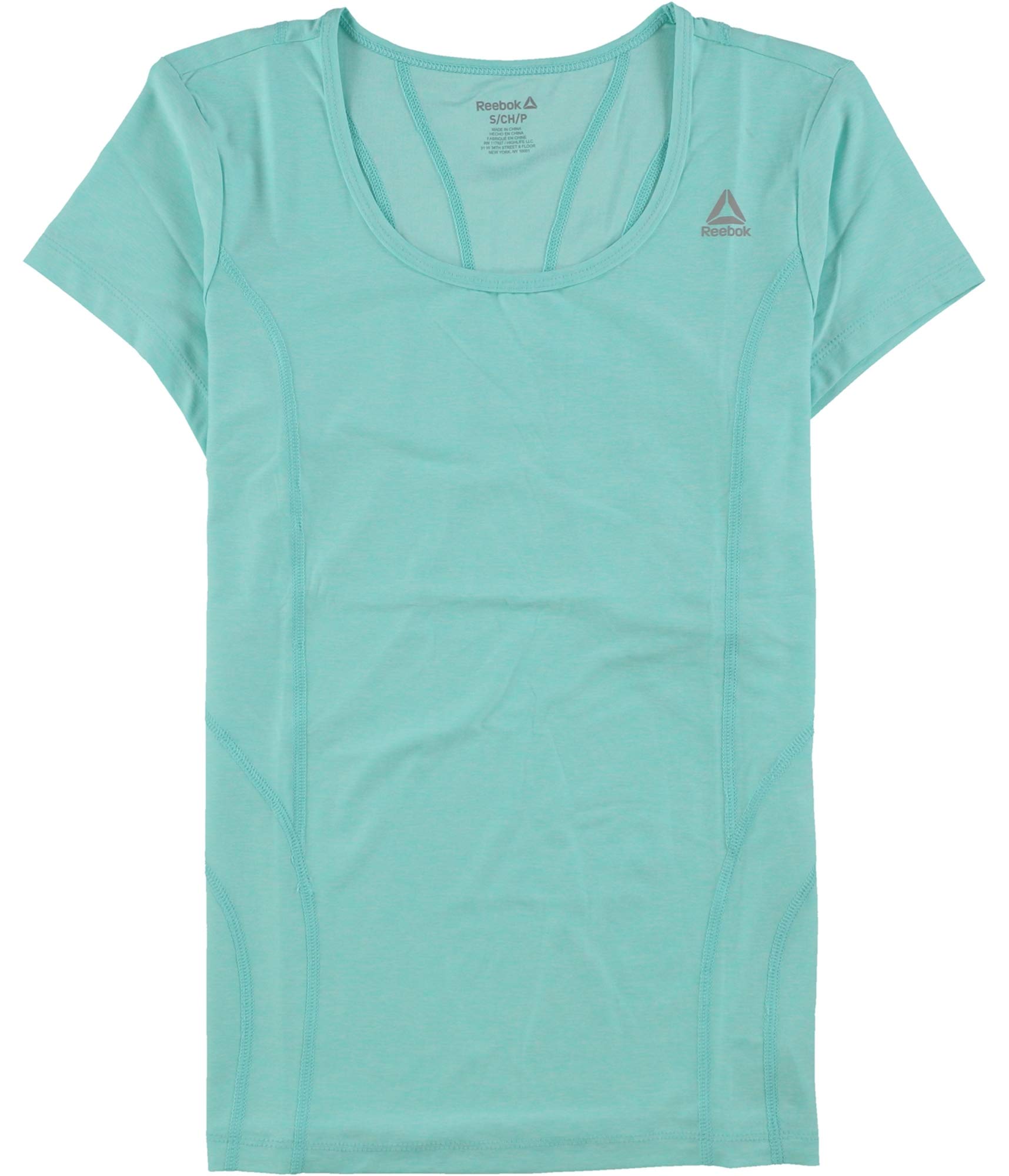 Reebok Womens Fitted Marled Basic T-Shirt, Green, Large