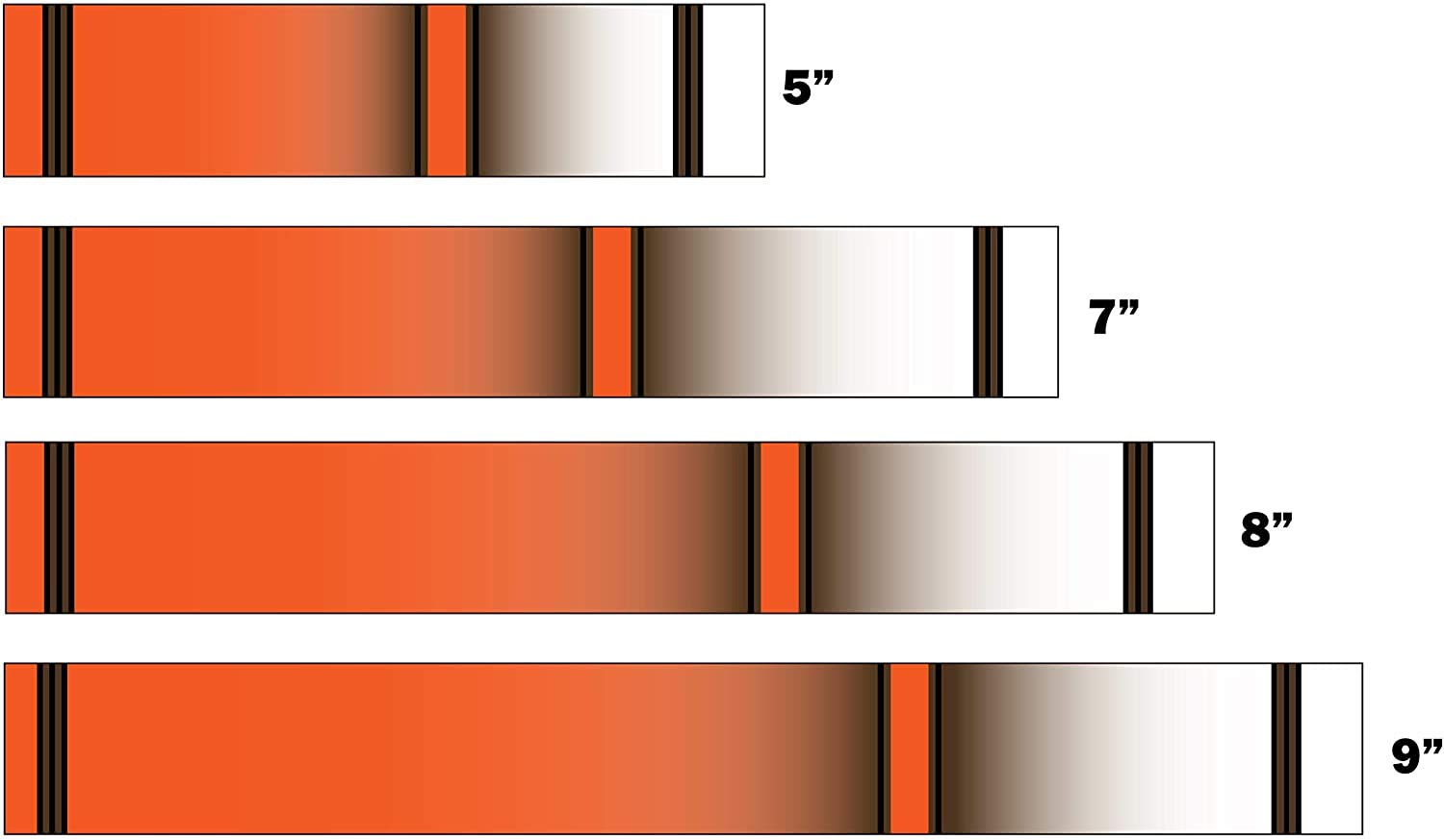 White Water Archery Non-Laminated Orange Background Brown Fade Traditional 15 Crest Arrow Wraps 15 pk Choose Length Width (7, 1)