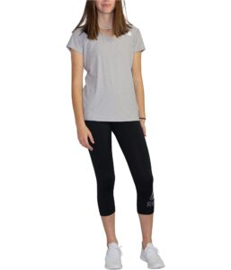 reebok womens fitted marled basic t-shirt, grey, x-large