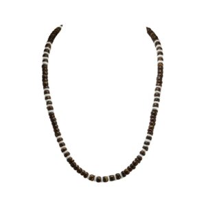 bluerica brown coconut & puka shell beads necklace (18")