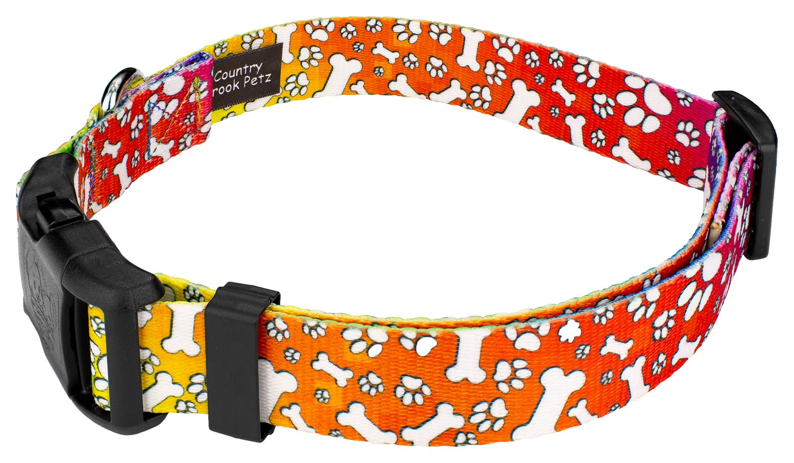 Country Brook Petz - Deluxe Trippy Doggo Dog Collar - Made in The U.S.A. - Groovy Collection featuring Far Out Designs (1 Inch, Large)