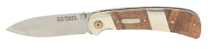 old timer ot ironwood and nickel 7in high carbon s.s. spring assisted folding knife with a 3in drop point blade and ironwood handle for outdoor, hunting, camping and edc,brown