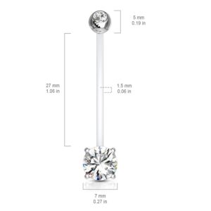 Pierced Owl Double Jeweled Prong Set Round CZ Crystal Pregnancy Maternity Bioflex Belly Button Navel Ring (Clear)