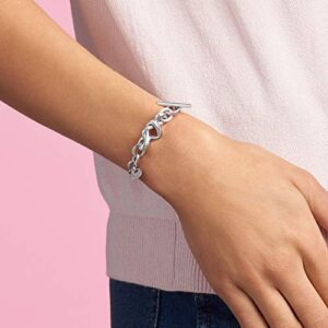 Pandora Jewelry Knotted Heart T-Bar Sterling Silver Bracelet, 7.1"