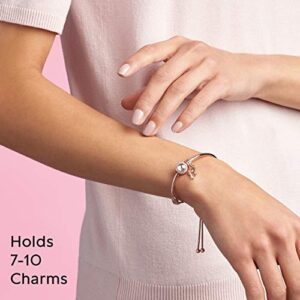 Pandora Moments 14k Rose Gold-Plated Slider Bangle - Charm Bracelet for Women - Compatible Moments Charms - Features Rose & Cubic Zirconia- Gift for Her - 7.5"