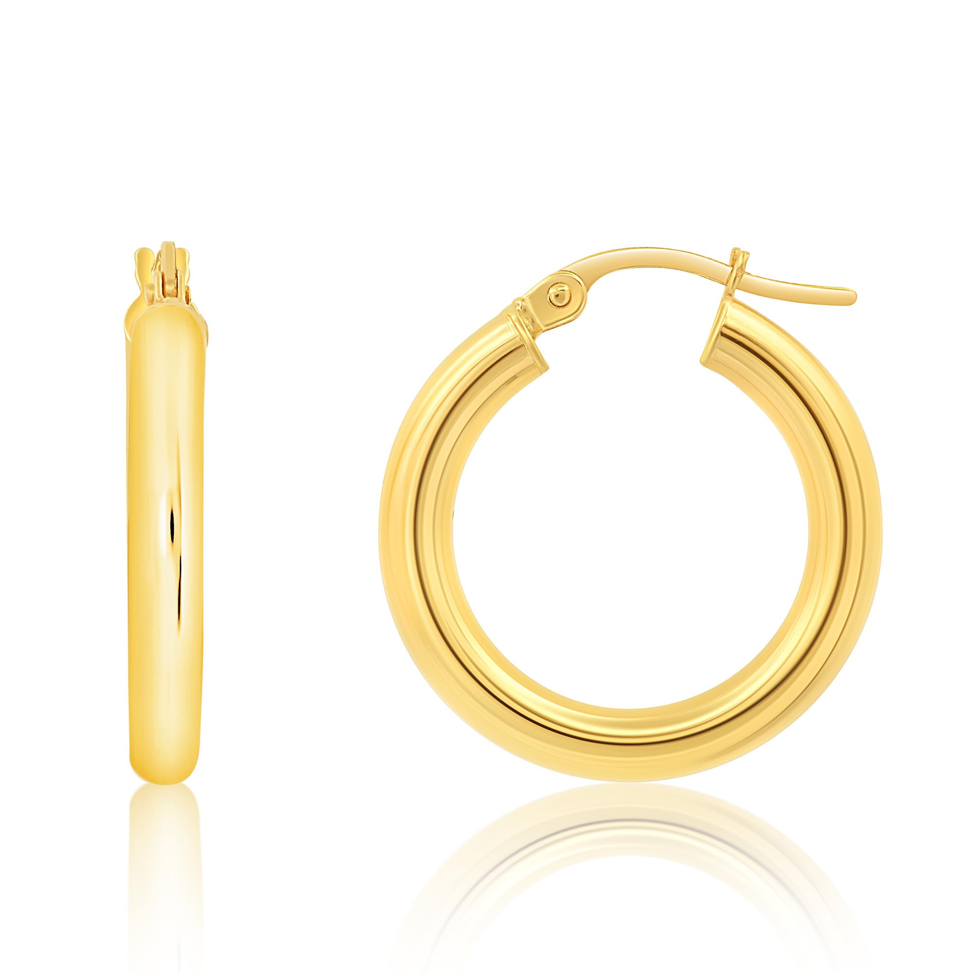 MAX + STONE Solid 14k Gold Hoop Earrings with Click Tops for Women | 0.75 Inches Small Yellow Gold