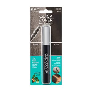 RED by KISS Quick Cover Root Touch Up Rescue, Mascara Natural Water-Resistant Temporary Gray Concealer Cover Up Brush for Hair Mustache & Beard (Black)