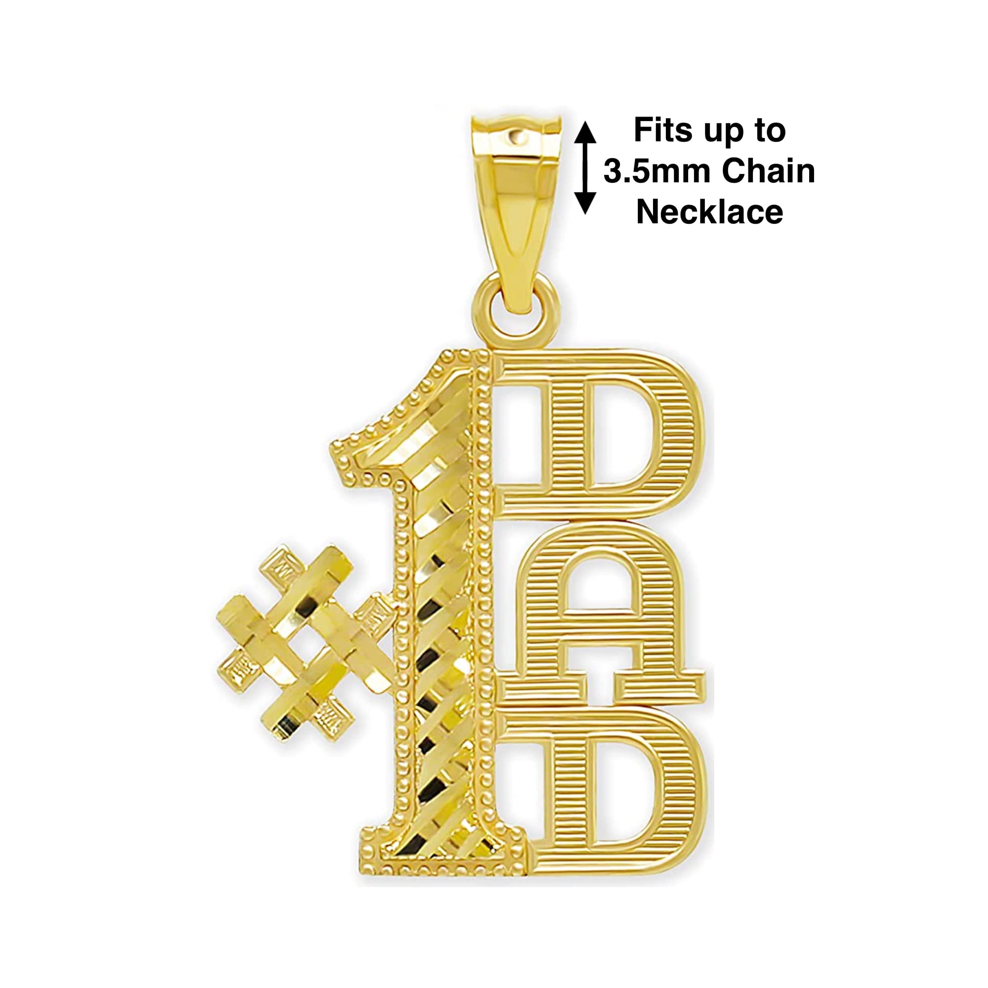 Charm America - Gold Number One Dad Charm - 10 Karat Solid Gold - Father's Day Gift (Style 1)