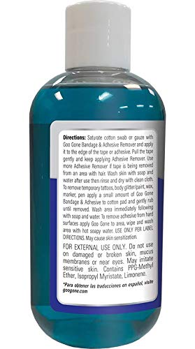 Goo Gone Bandage Adhesive Remover For Skin - 8 Ounce - Safe Method to Remove Sports Tape, KT Tape, Temporary Tattoos, Ink, Medical Bandages and More