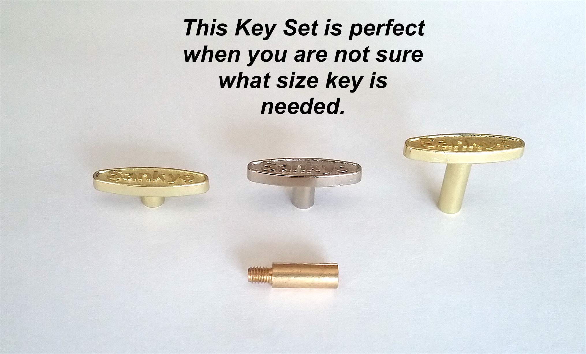 Odyssey Online Music Box Winding Key Set Short to Long - - Three Keys with 1/2 Inch Extender - - Gold and Silver - - 1/4, 1/2, 3/4 inch Plus Extension - - Best Choice - - Winder Winding Long Keys