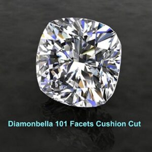 Diamonbella 101 Facets 2 Carat Princess Cushion Cut NSCD Simulated Diamond Ring Double Band Set 925 Silver Platinum Plated Halo (7)