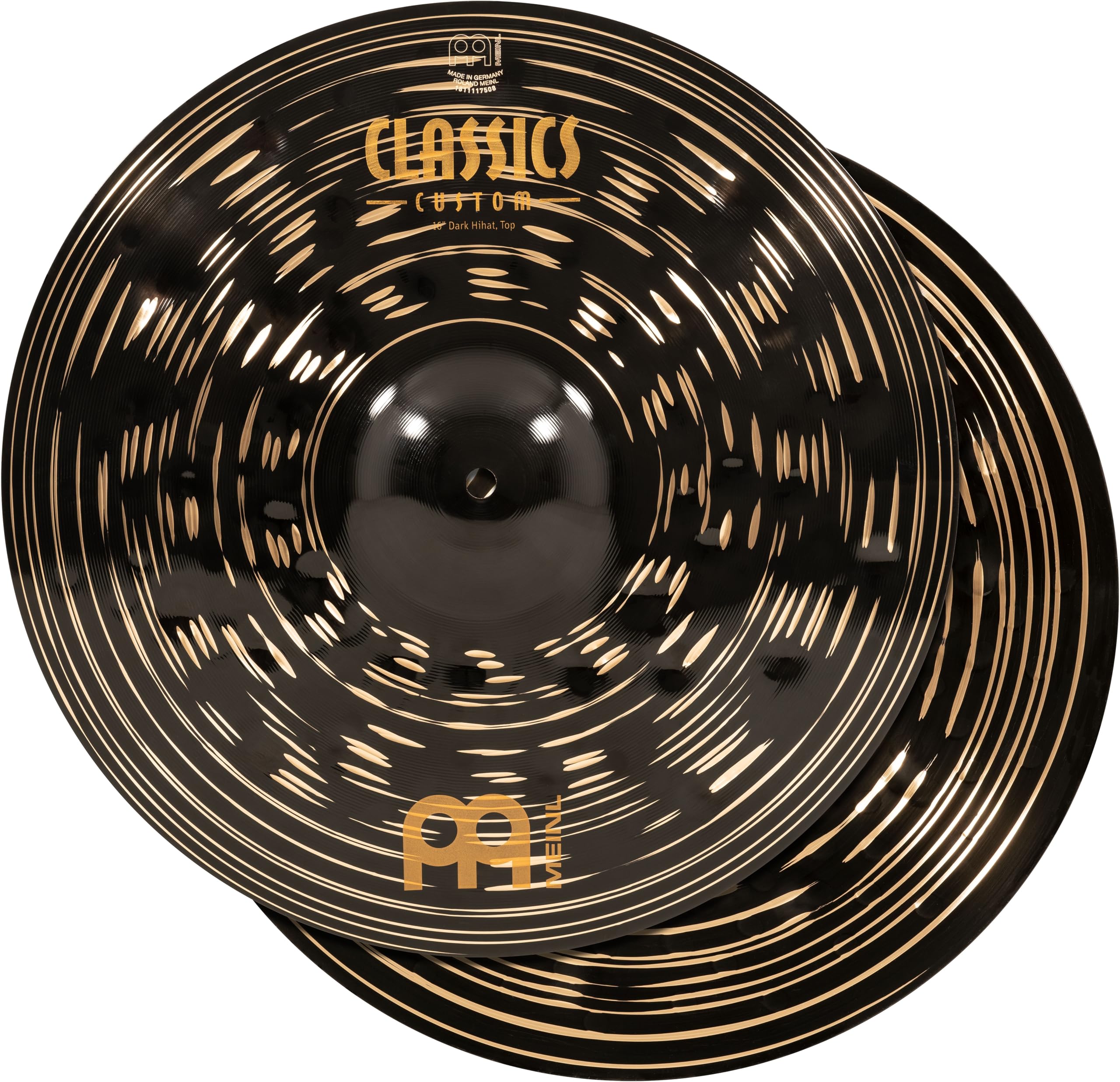 Meinl Cymbals Classics Custom Dark 16" Hihat Cymbals for Drum Set, Pair — Made in Germany — B12 Bronze, 2-Year Warranty (CC16DAH)