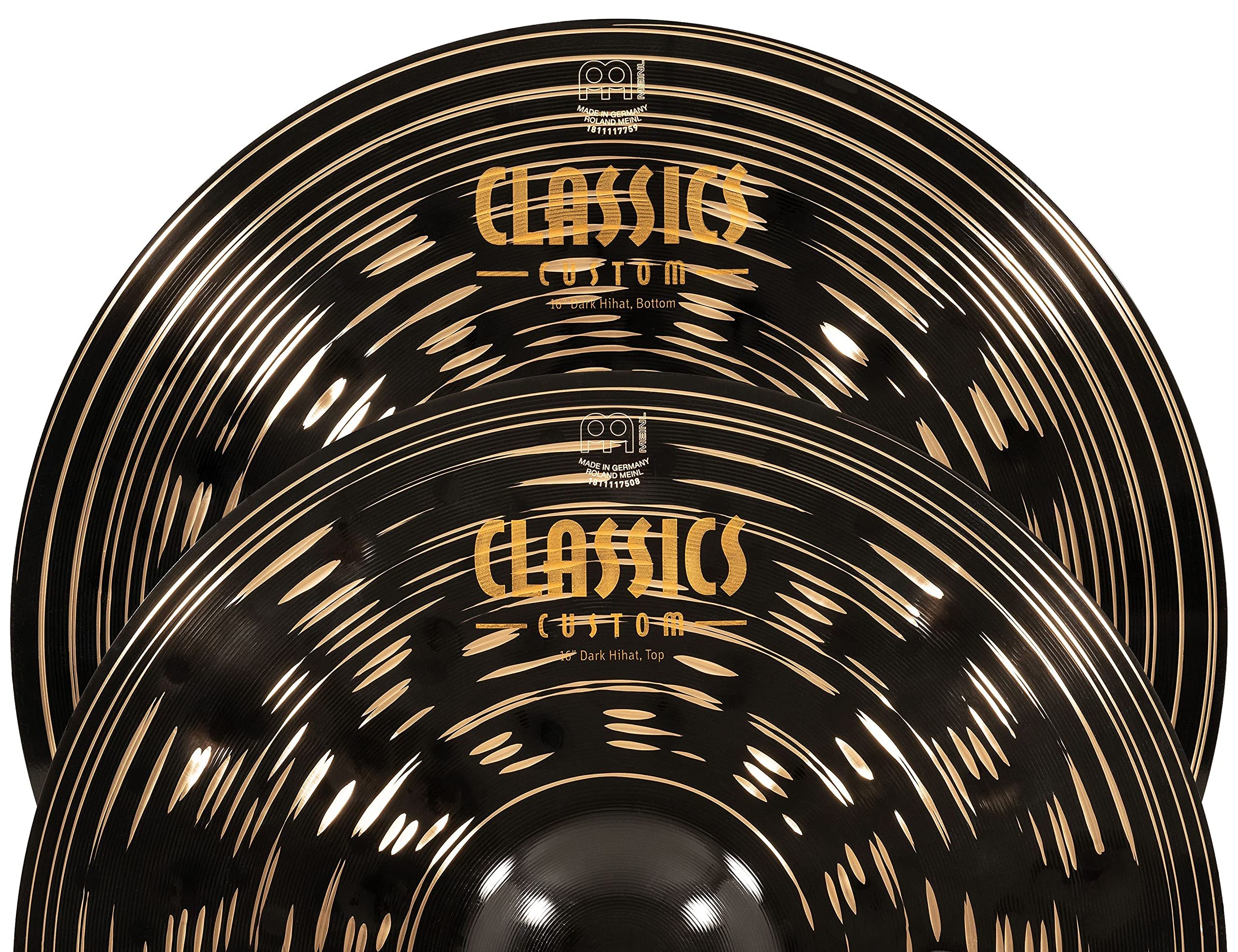 Meinl Cymbals Classics Custom Dark 16" Hihat Cymbals for Drum Set, Pair — Made in Germany — B12 Bronze, 2-Year Warranty (CC16DAH)