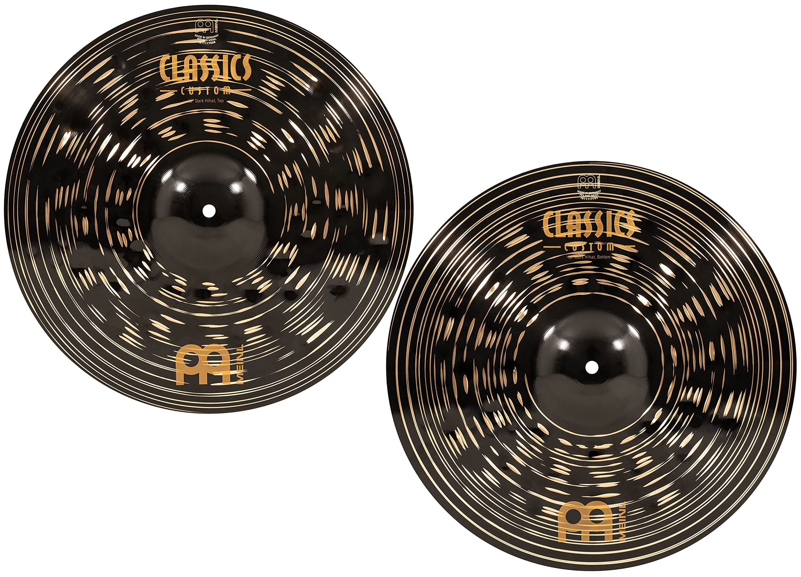 Meinl Cymbals Classics Custom Dark 16" Hihat Cymbals for Drum Set, Pair — Made in Germany — B12 Bronze, 2-Year Warranty (CC16DAH)