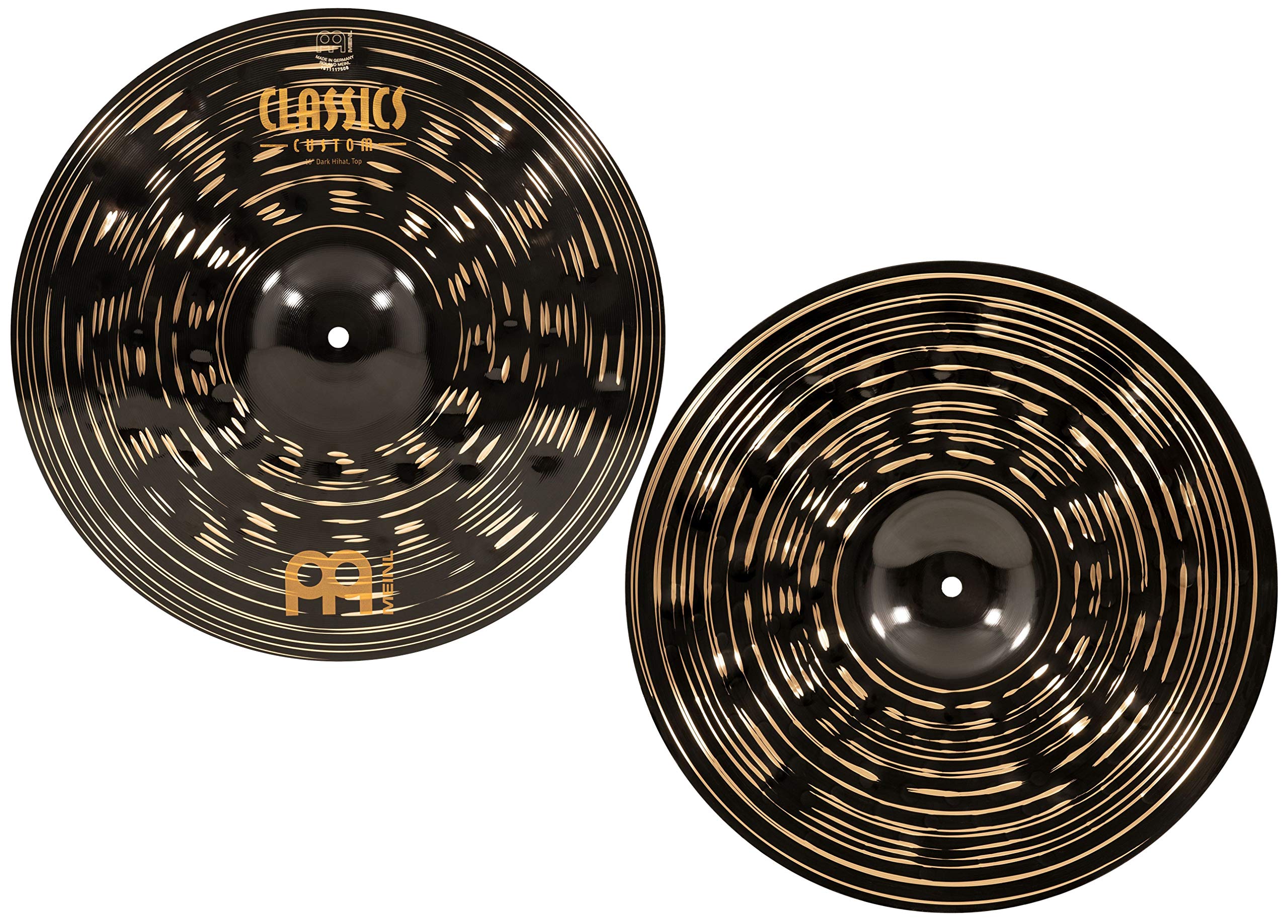 Meinl Cymbals Classics Custom Dark 16" Hihat Cymbals for Drum Set, Pair — Made in Germany — B12 Bronze, 2-Year Warranty (CC16DAH)