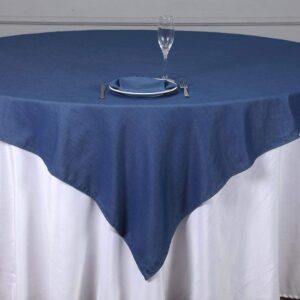 Tableclothsfactory 85" x 85" Dark Blue Faux Denim Polyester Table Overlays Square Tablecloth Cover for Wedding Party Event Banquet